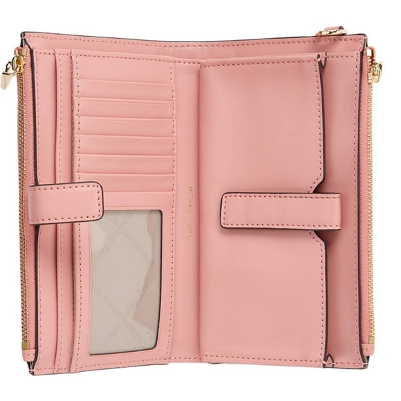 Michael Kors Wallet Wristlet Primrose Pink Double Zip Phone Jet Set NWT! - Picture 2 of 7